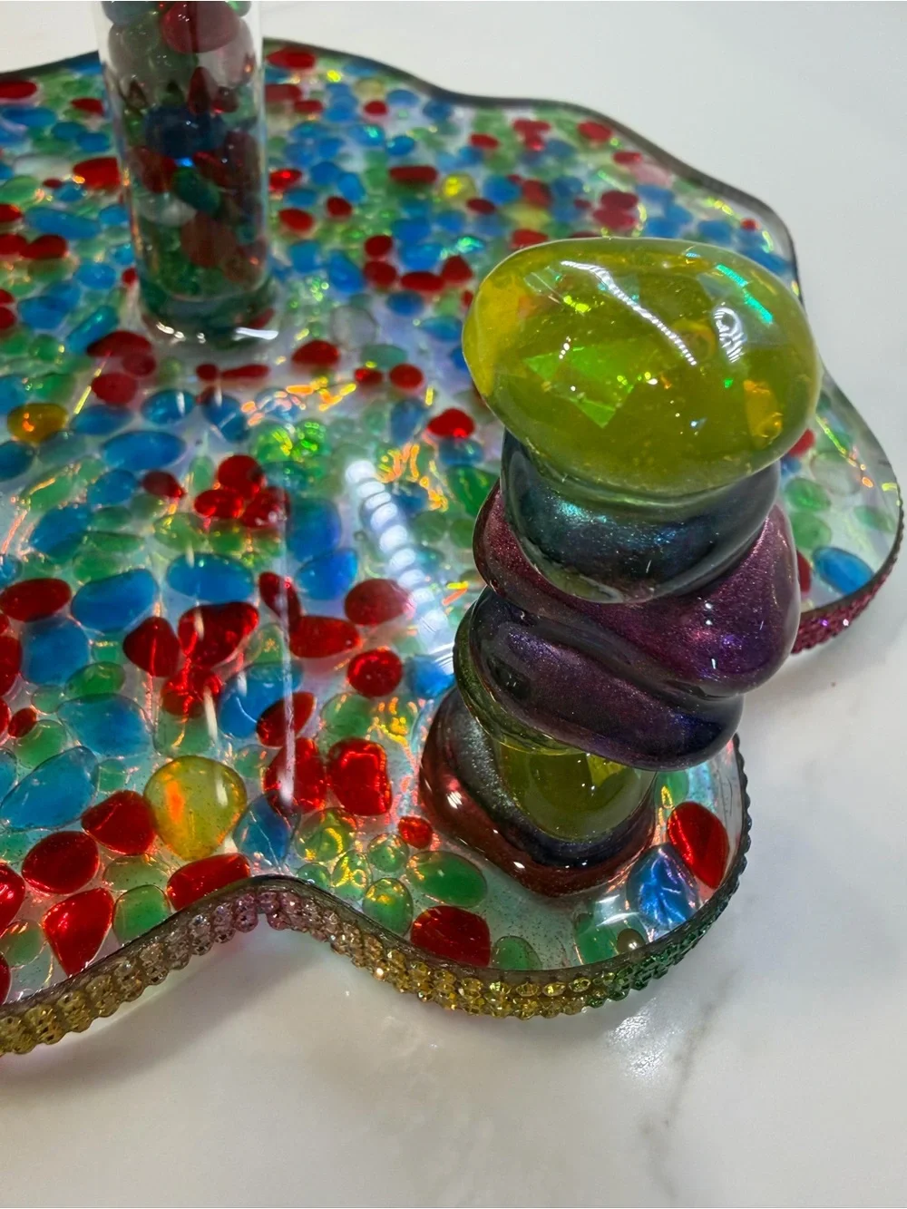 Multicolor Glass Bead Paper Towel Holder - Decorative Home Accent